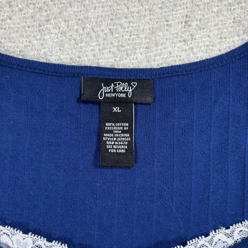 just polly y2k 2000s blue white lace knit crop top cottage coquette softgirl - Picture 3 of 5